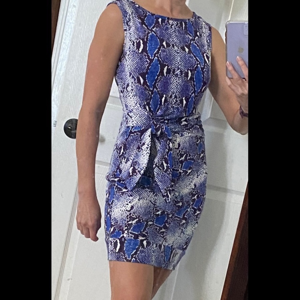 DVF snake print faux wrap dress, size 4